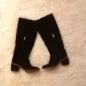 Black Over the Knee Boots with a sleek design and modest heel